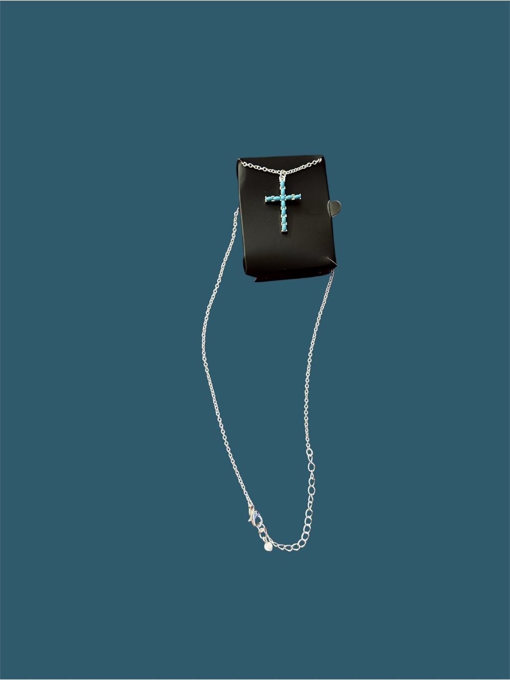 Turquoise Cross Pendant Necklace in Sterling Silver Chain
